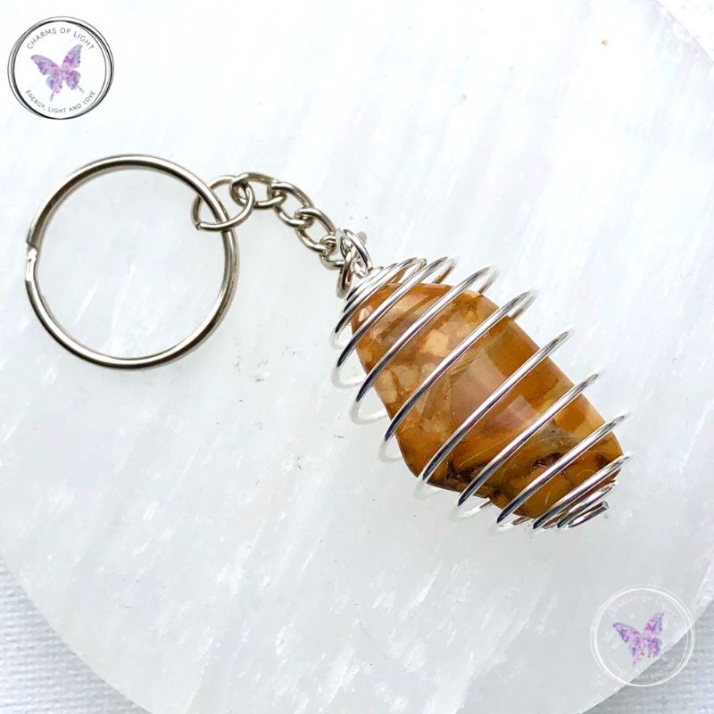 Yellow Jasper Tumble Stone Keychain